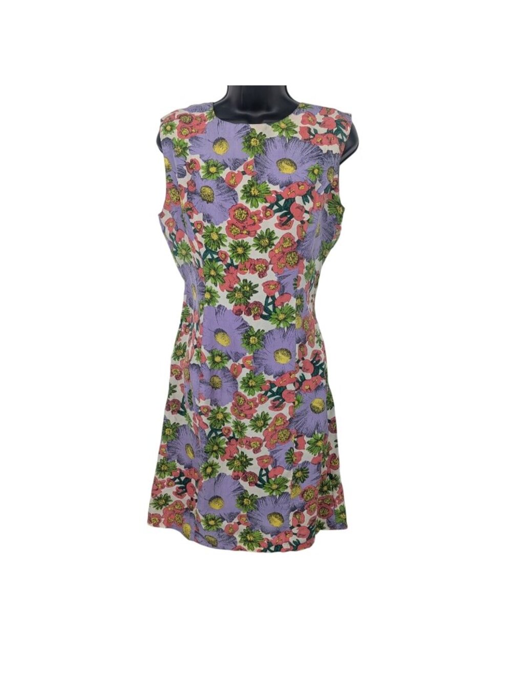 Vintage 90s Silk Sheath Dress‎ Sleeveless Retro Cottage Occasion Office Medium